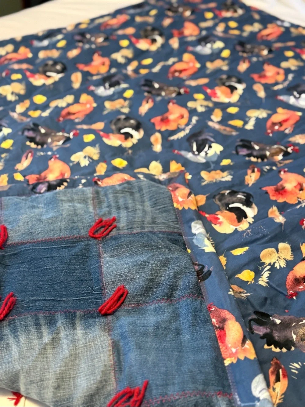 Handmade Denim Patchwork Throw 5ft x4ft